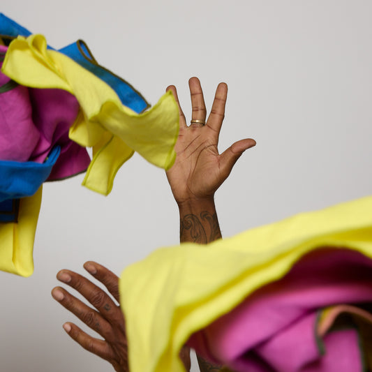 Set of four upcycled linen napkins handmade by SUAY Sew Shop in Los Angeles.