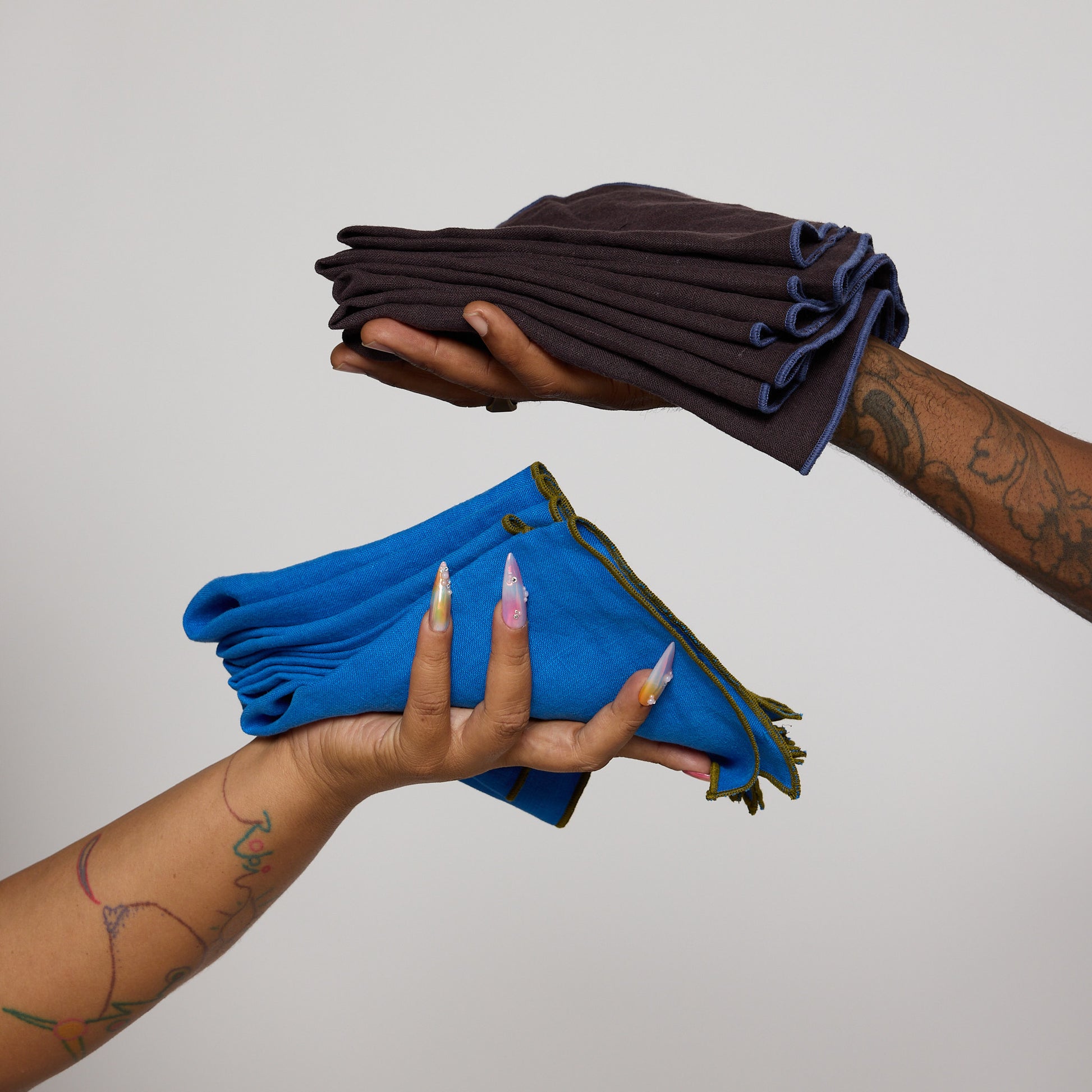 Set of six upcycled linen napkins handmade by SUAY Sew Shop in Los Angeles