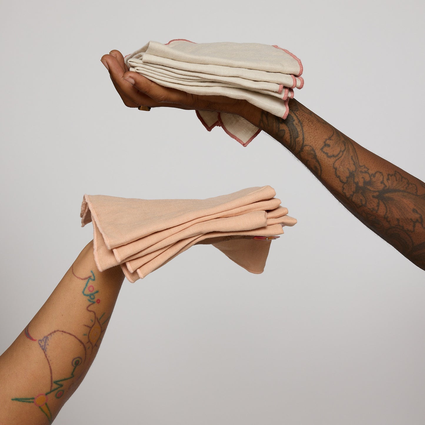 Set of six upcycled linen napkins handmade by SUAY Sew Shop in Los Angeles