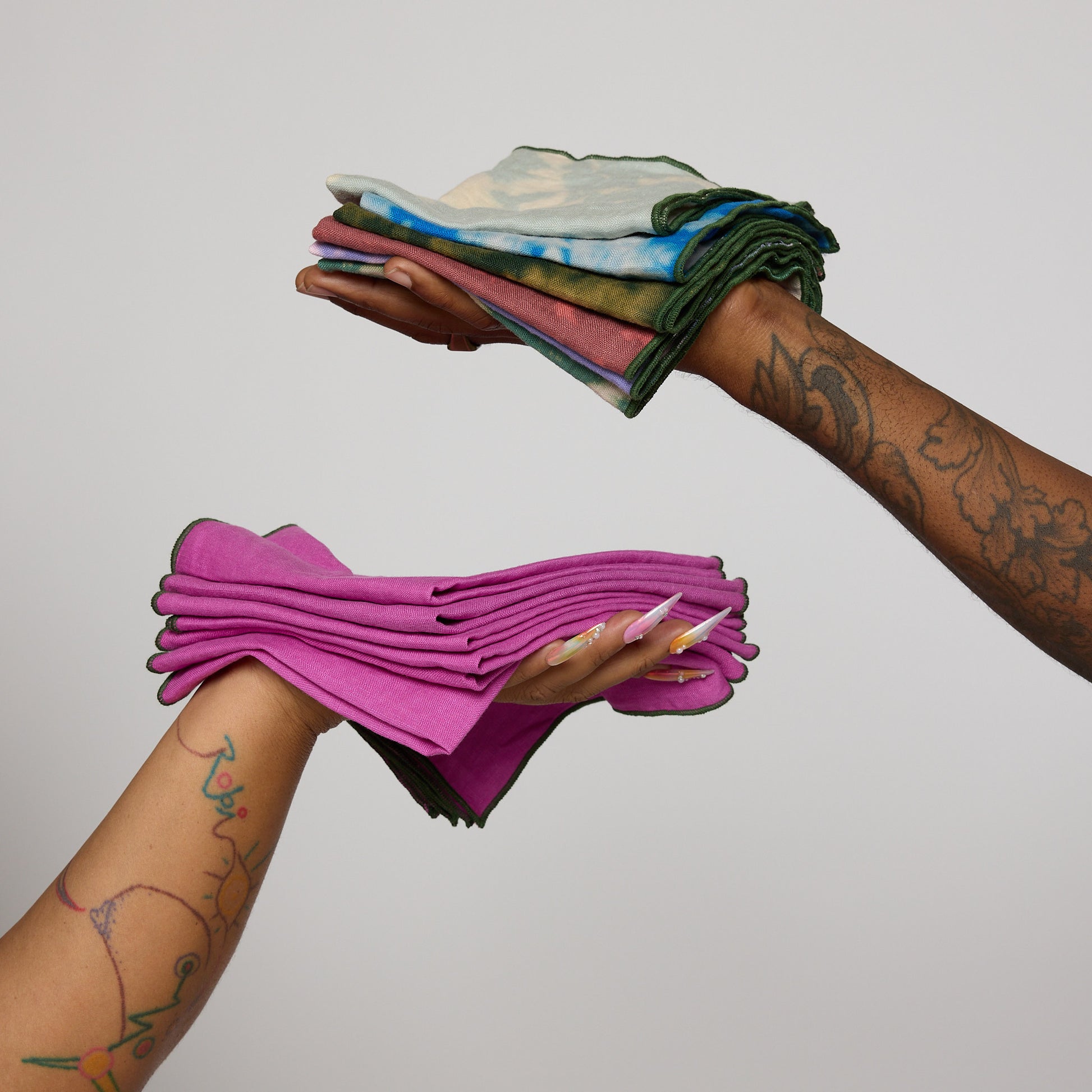 Set of six upcycled linen napkins handmade by SUAY Sew Shop in Los Angeles