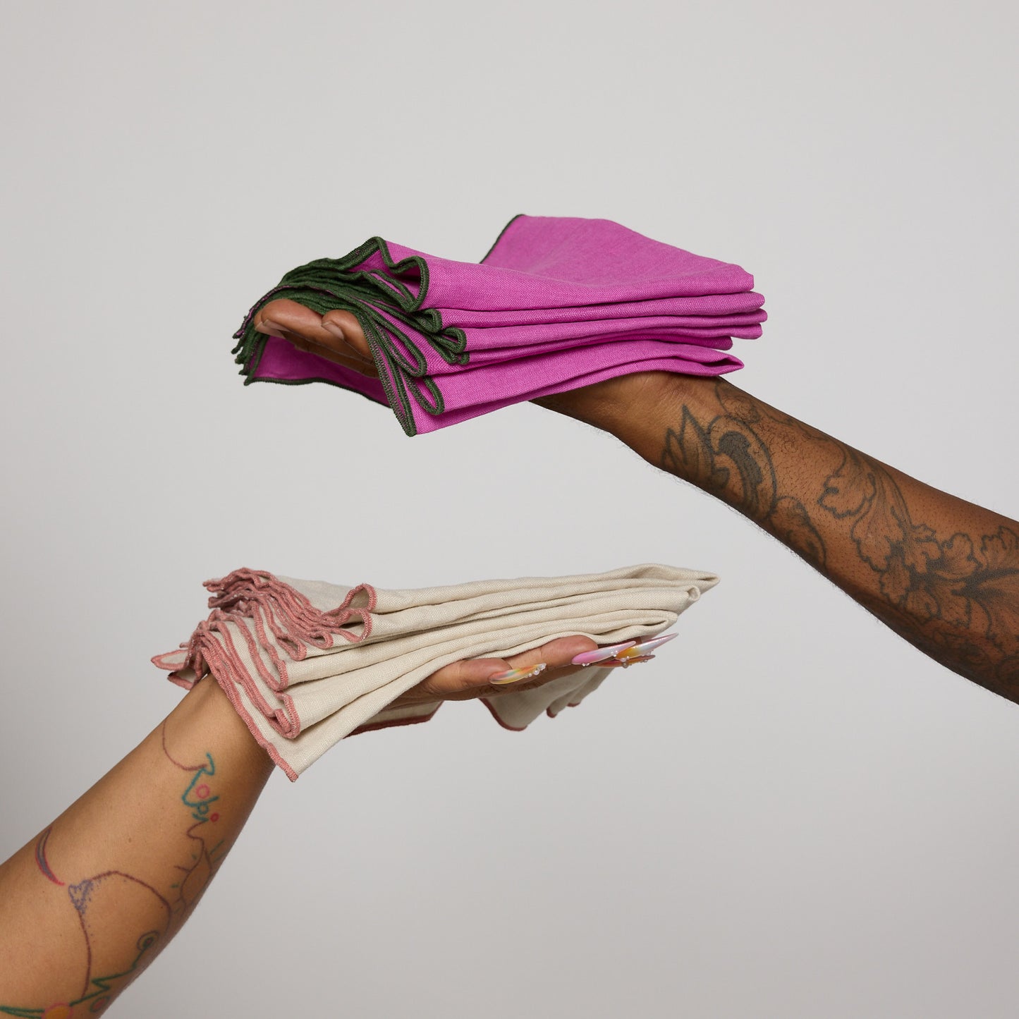 Set of six upcycled linen napkins handmade by SUAY Sew Shop in Los Angeles
