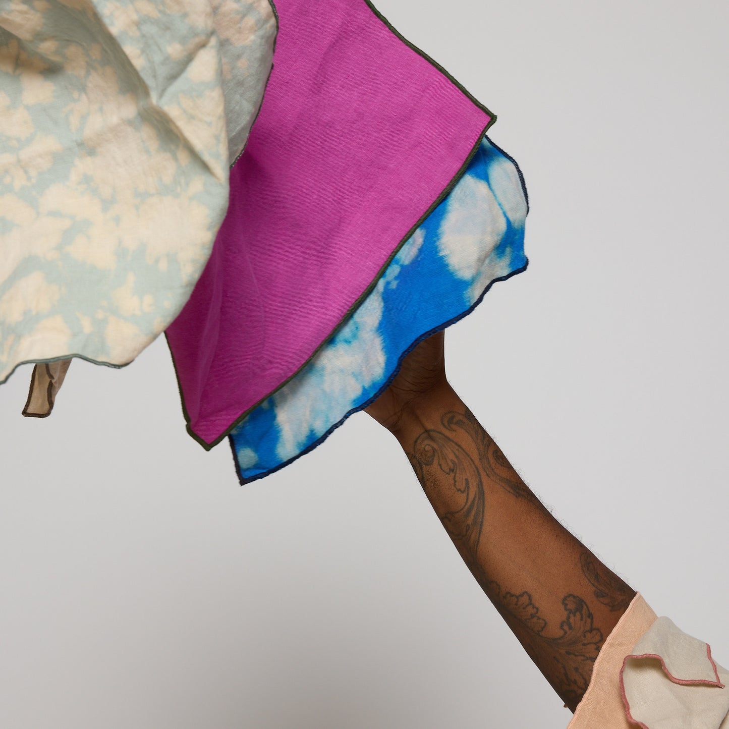 Set of six upcycled linen napkins handmade by SUAY Sew Shop in Los Angeles