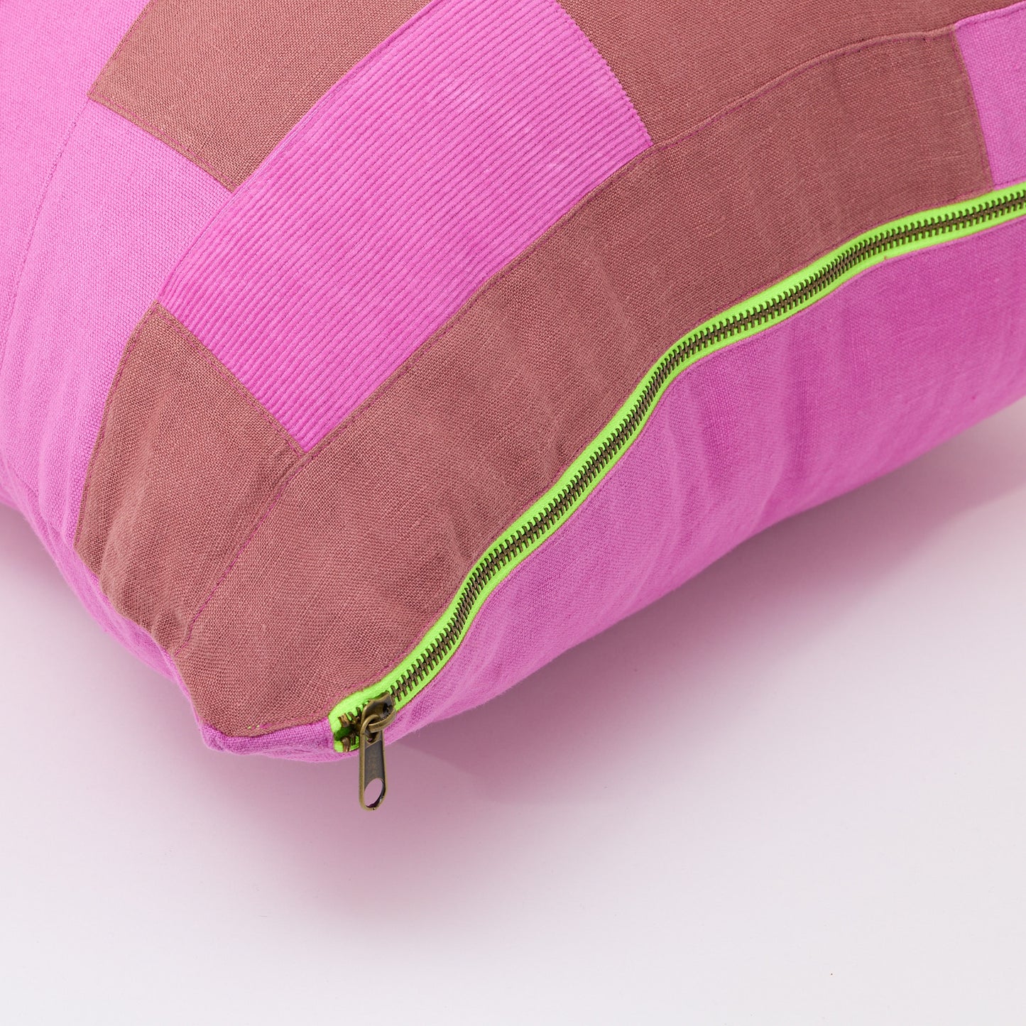 The Patchwork Linen and Cord Throw Pillow