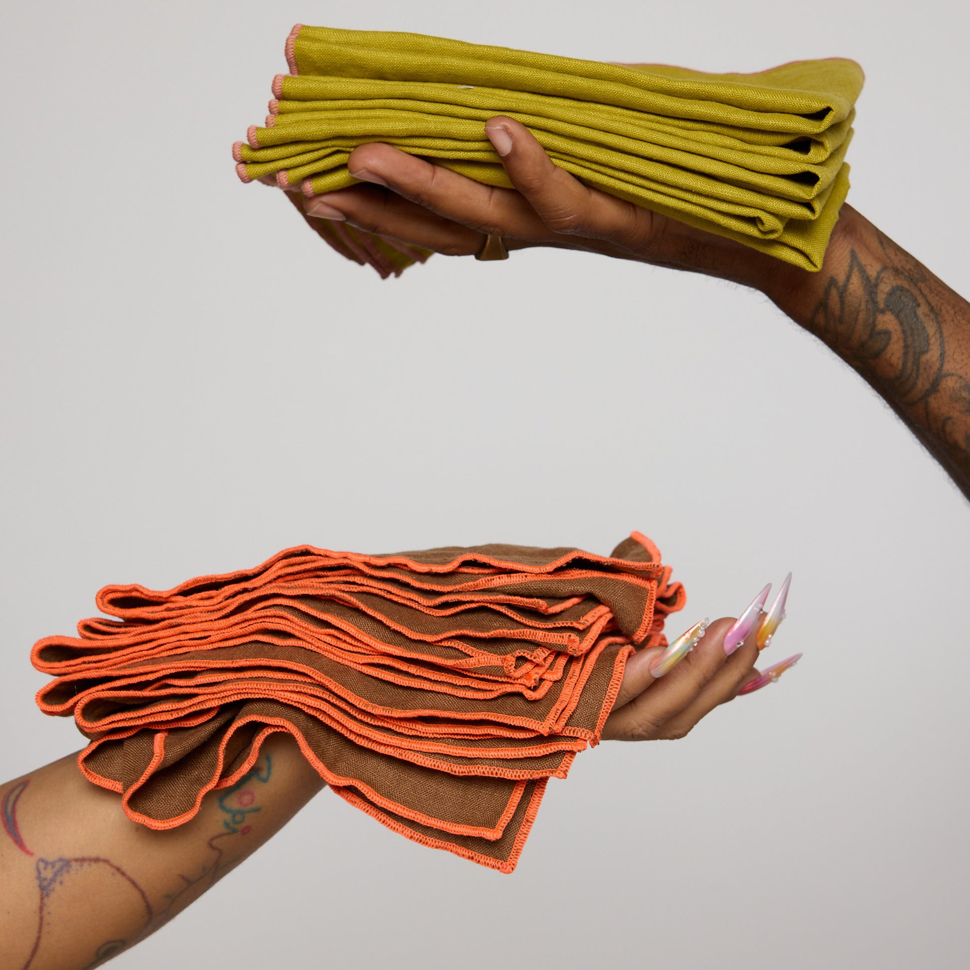 Set of six upcycled linen napkins handmade by SUAY Sew Shop in Los Angeles