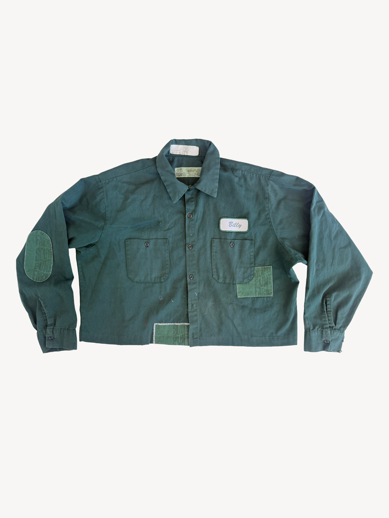 FOREST GREEN MECHANIC CROPPED BUTTON UP