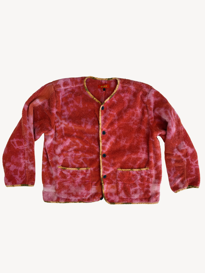 BLOOD ORANGE DISTRESSED TOWEL JACKET