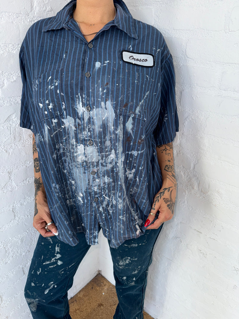 PAINT SPLATTERED WORK BUTTON UP - OROSCO