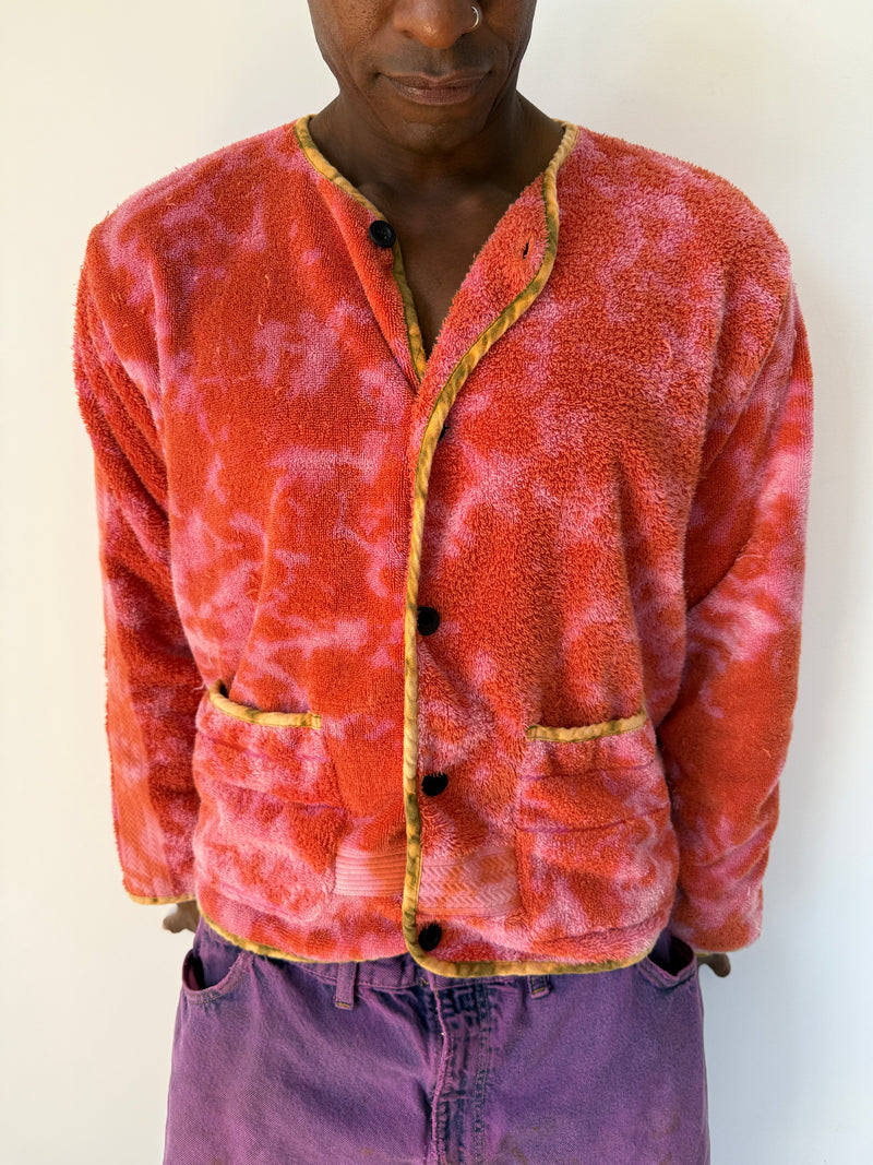 BLOOD ORANGE DISTRESSED TOWEL JACKET