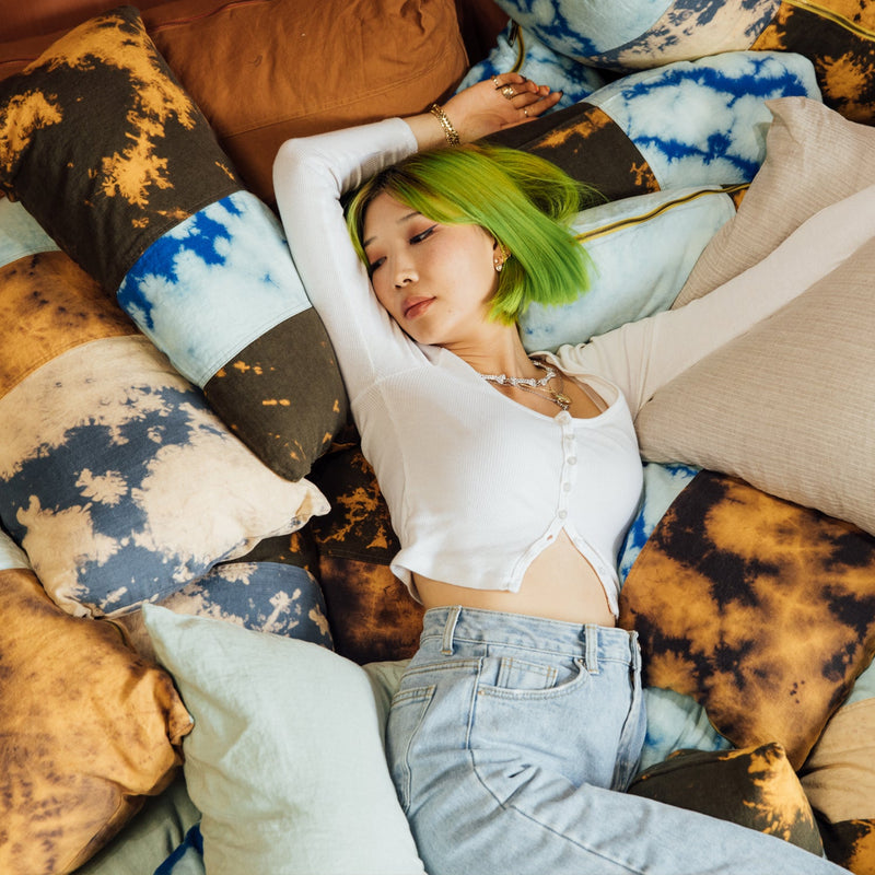 The Tie Dye Linen Lumbar Pillow