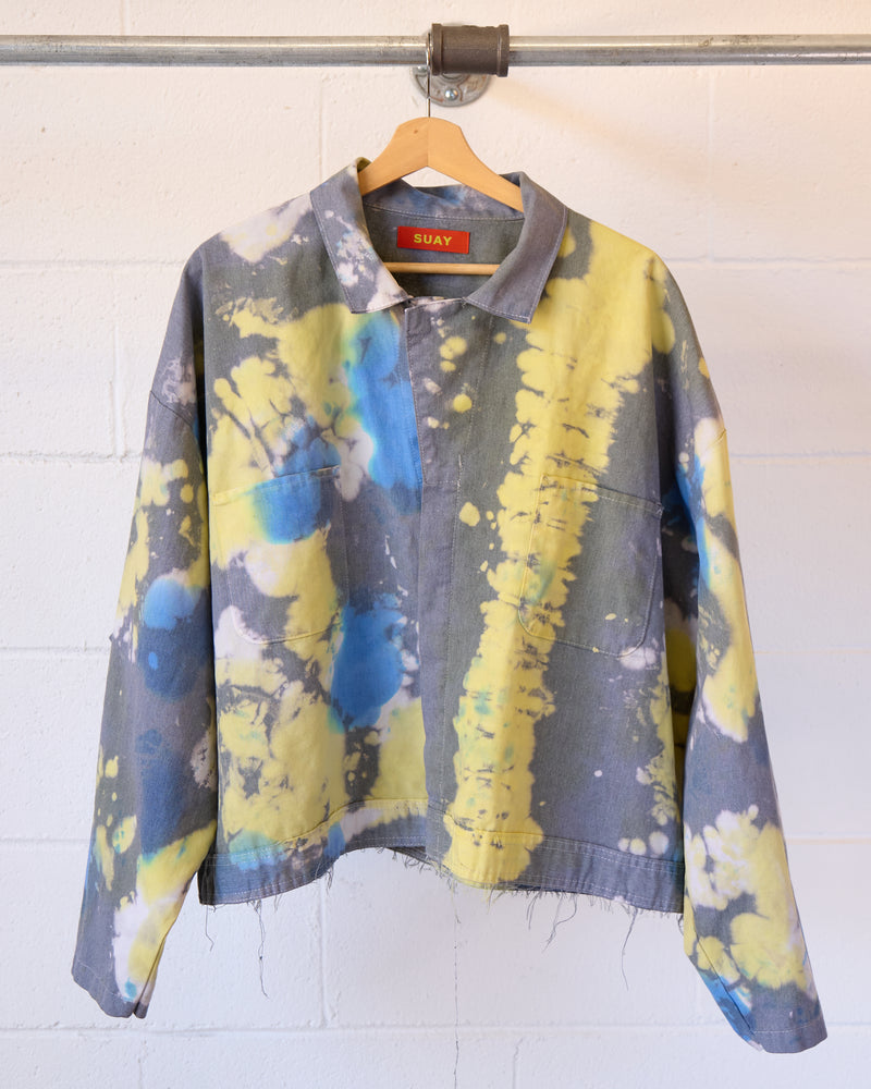 Moto Tie Dye Light-wash Mechanic Jacket