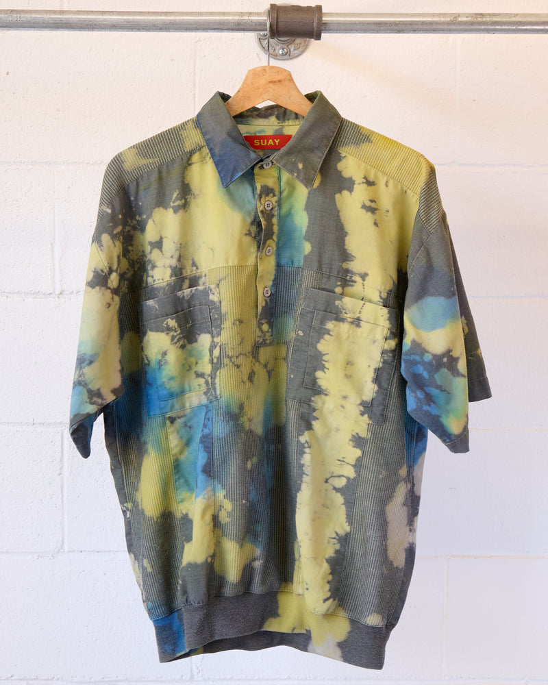 Moto Tie Dye Light Wash Button Up