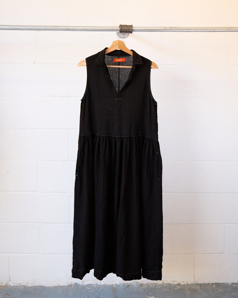 Onyx Sleeveless Linen Dress