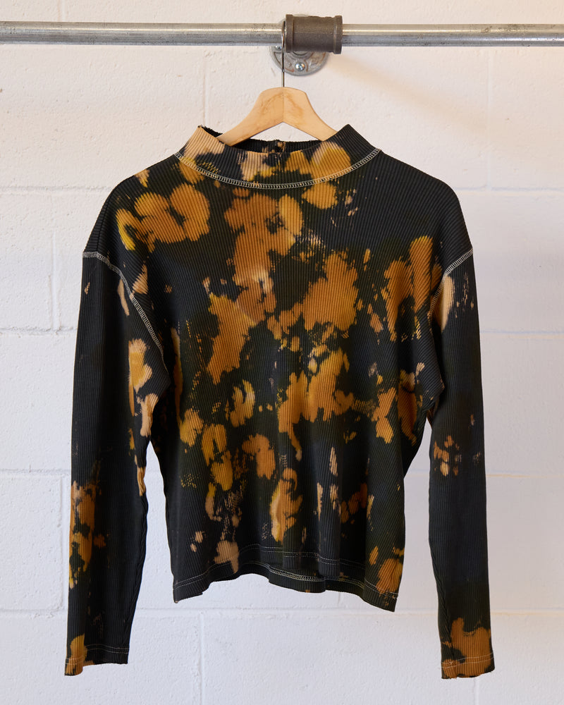Tortoise Shell Tie Dye Mock-neck Long Sleeve