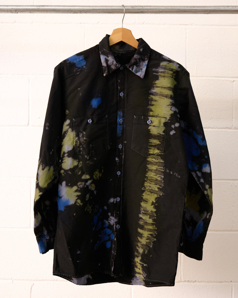 Moto Tie Dye long sleeve button up utility shirt