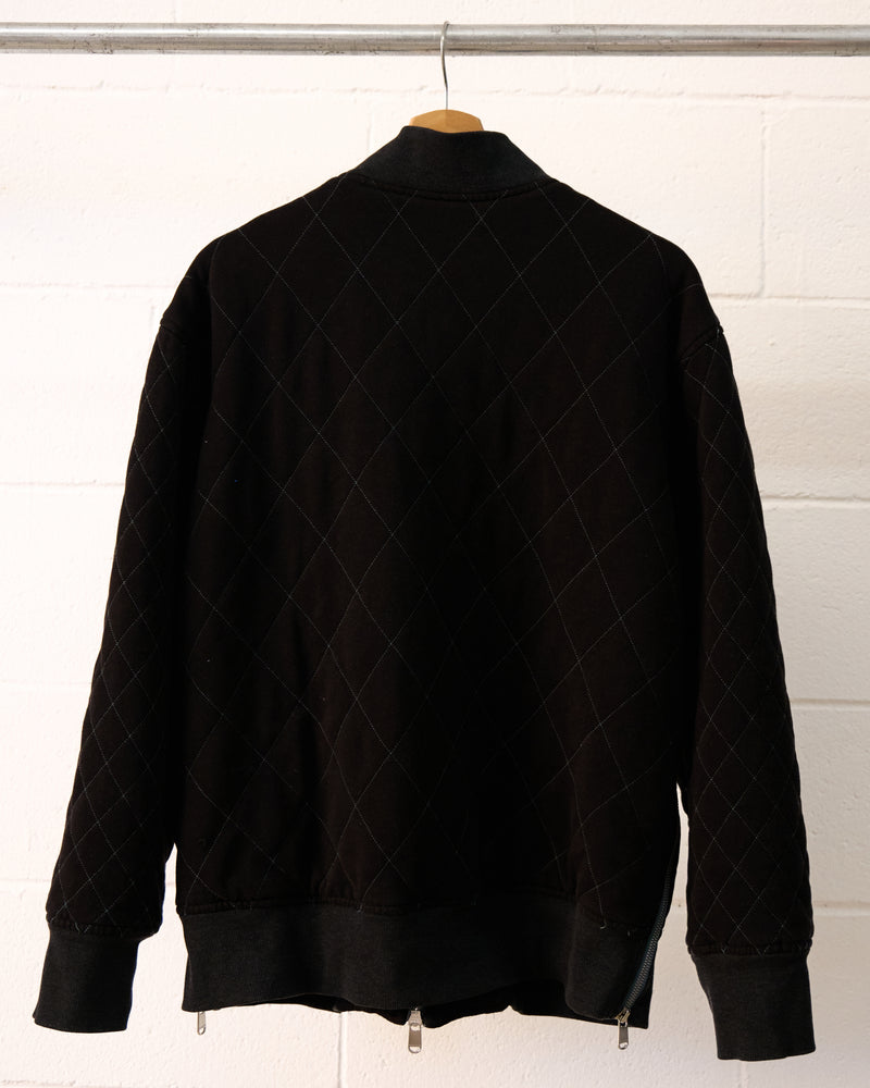 onyx quilted zip-up bomber jacket