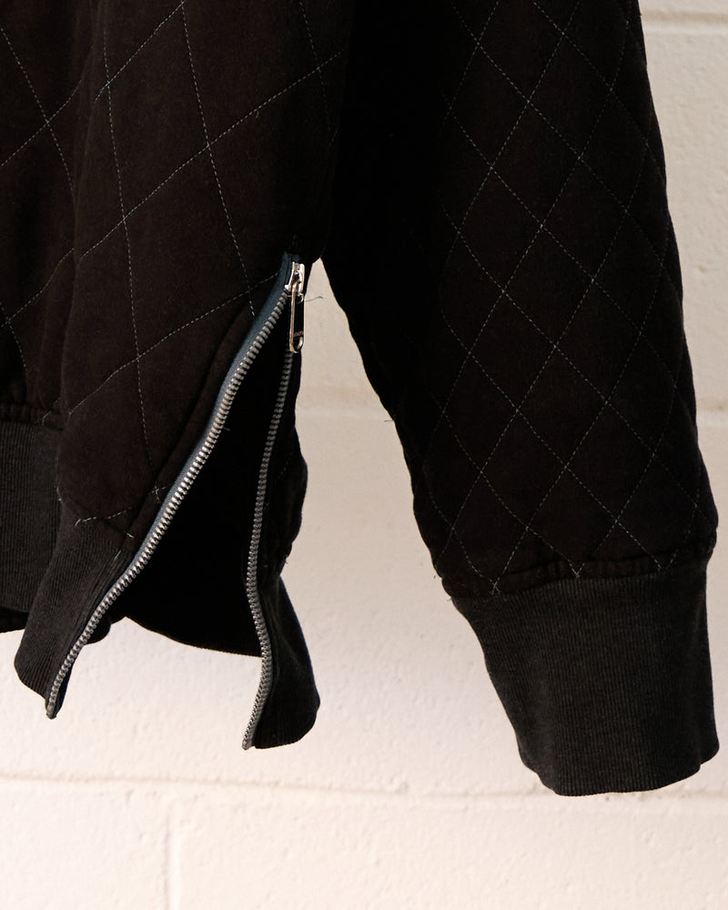 onyx quilted zip-up bomber jacket