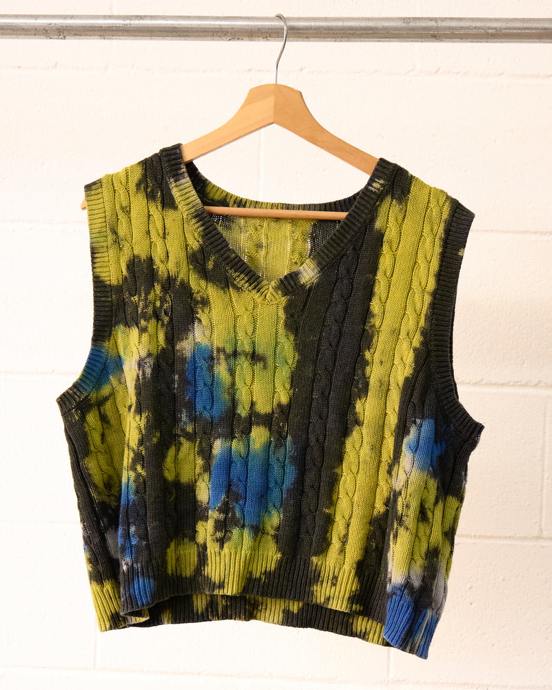 Moto Tie Dye cable knit Vest