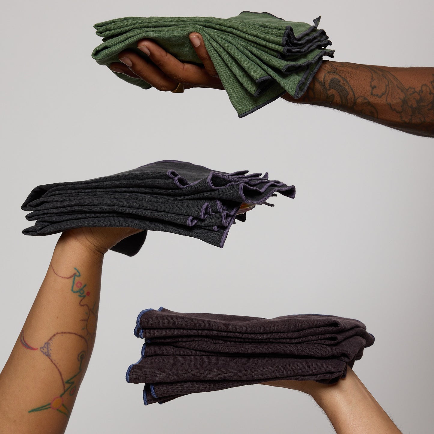 Set of six upcycled linen napkins handmade by SUAY Sew Shop in Los Angeles